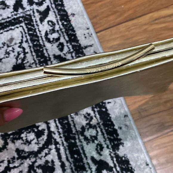 Vince Camuto metallic gold genuine leather clutch - Picture 3 of 10